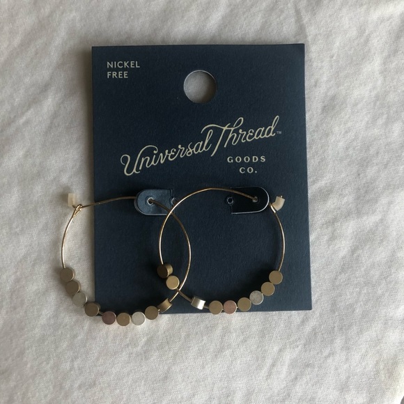 Metallic Beaded Hoop earrings - Picture 1 of 3